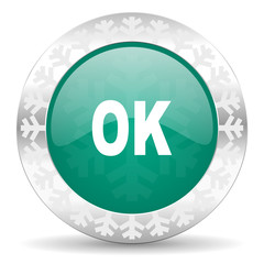 ok green icon, christmas button