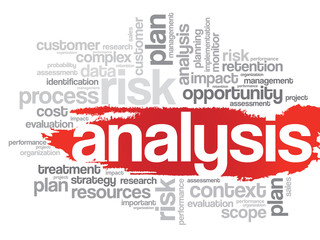 Word Cloud with Analysis related tags, vector business concept