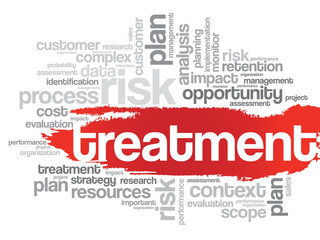 Word Cloud with Treatment related tags, vector business concept