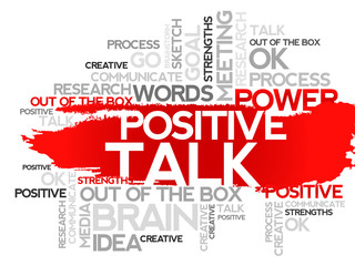 POSITIVE TALK. Word business collage, vector background