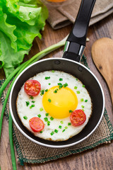Fried egg in a small pan