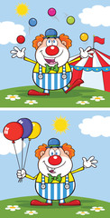Obraz premium Funny Clown Cartoon Character 2. Collection Set