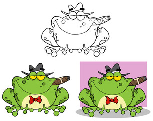 Frog Mobster With A Hat And Cigar. Collection Set