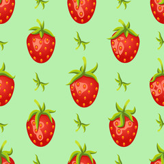 Illustration Strawberries Seamless Background
