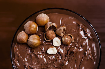Delicious chocolate cream cocktail with hazelnut