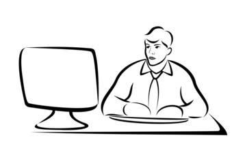 Business man working on computer