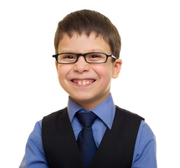 portrait of a boy in business suit