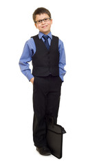 Obraz na płótnie Canvas boy in suit with briefcase