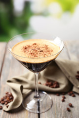 Espresso cocktail served on table