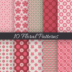 Cute floral seamless patterns. Vector illustration