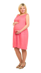 pregnant woman on white