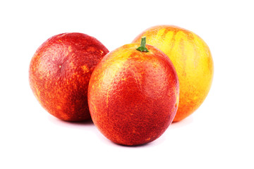 Sicilian red blood oranges isolated on white