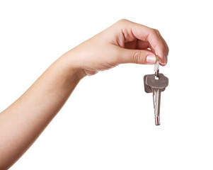 Keys in hand isolated on white