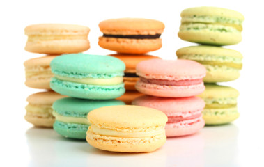 Gentle colorful macaroons isolated on white