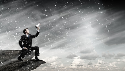 Businessman announcing something