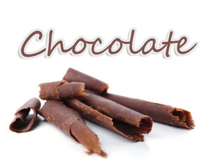 Chocolate curls isolated on white