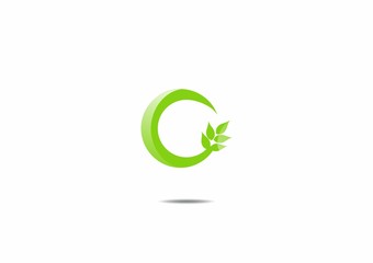 letter C green leaf ecology logo vector