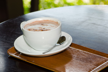 Cup coffee and cup coco hot get ready
