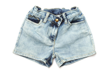 blue jeans shorts on white background