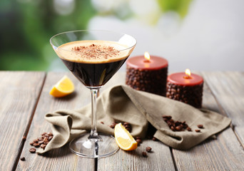 Espresso cocktail served on table