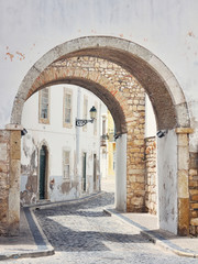 Naklejka premium Streets of old town Faro in Algarve, Portugal