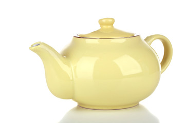 Green teapot isolated on white