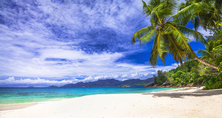 scenic panorama one of the beautiful beaches in Seychelles