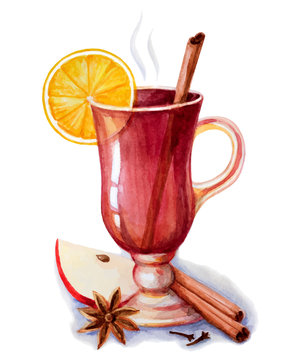 Mulled wine with spices.