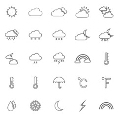 Weather line icons on white background