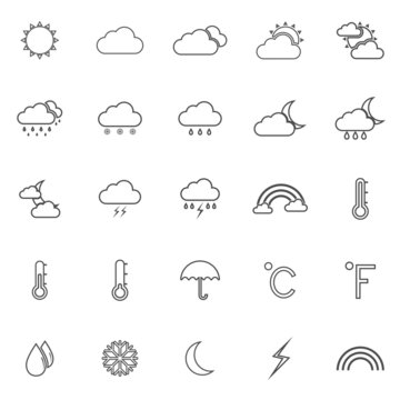 Weather line icons on white background