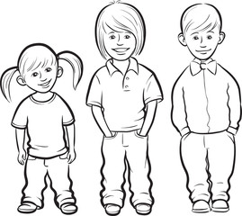 whiteboard drawing - happy kids standing