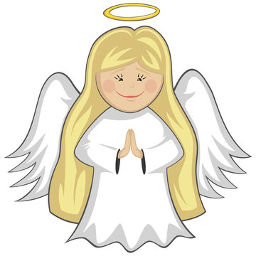 Little Cute Angels - blonde angel praying (outlined)