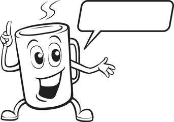 coloring book - cartoon smiling mug character