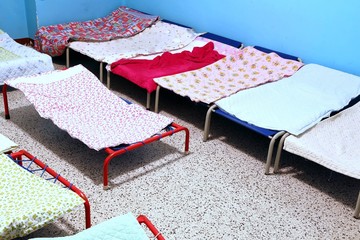 dormitory with small beds to sleep nursery children