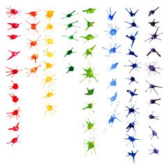 Set of color watercolor blots