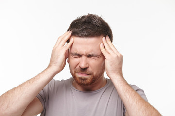 Naklejka premium the young men have a headache