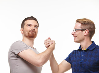 Two young men having fun talking