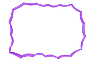 blank frame made ​​of purple ribbon isolated on white backgr