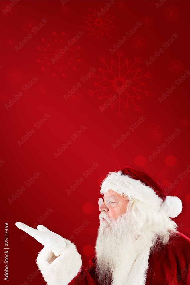 Poster composite image of santa claus blowing