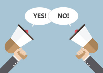 Businessman hand holding a megaphone