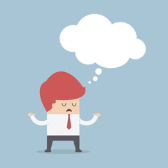 Bored businessman with blank speech bubble