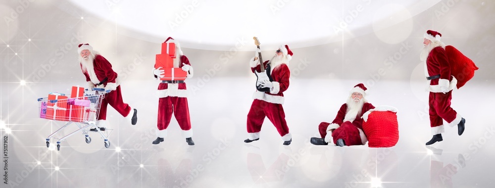 Aufkleber composite image of different santas