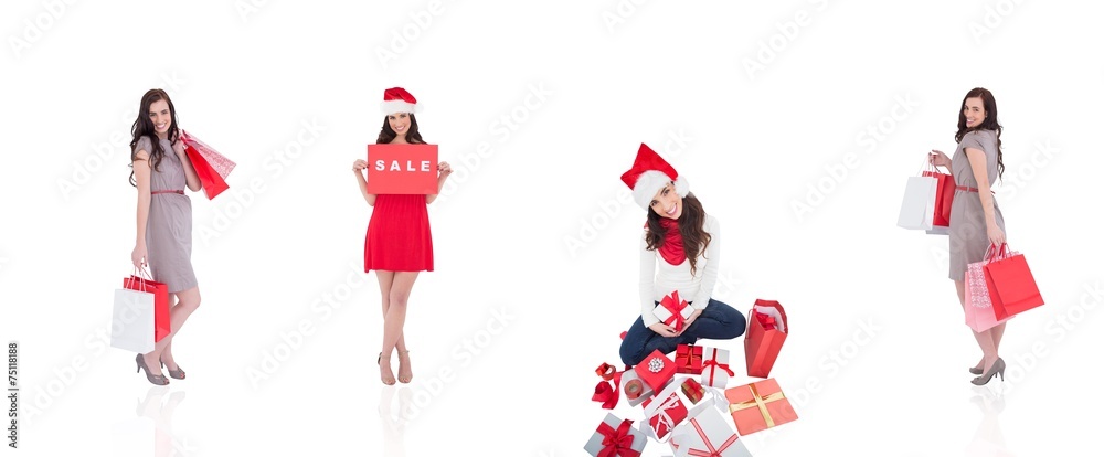 Poster Composite image of different elegant brunettes
