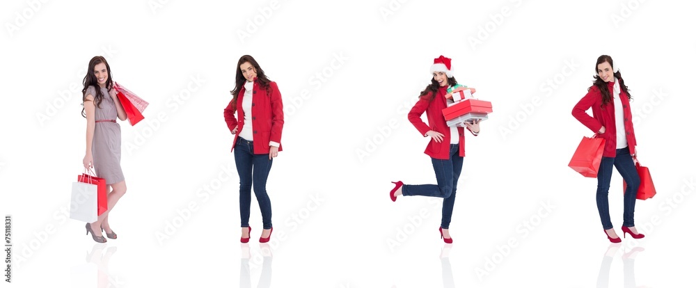 Poster composite image of different elegant brunettes