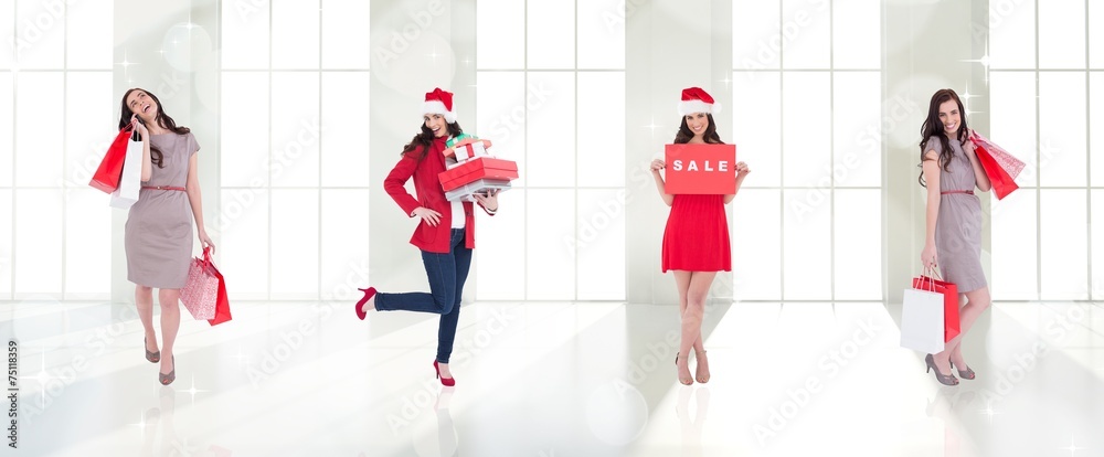 Poster composite image of different elegant brunettes