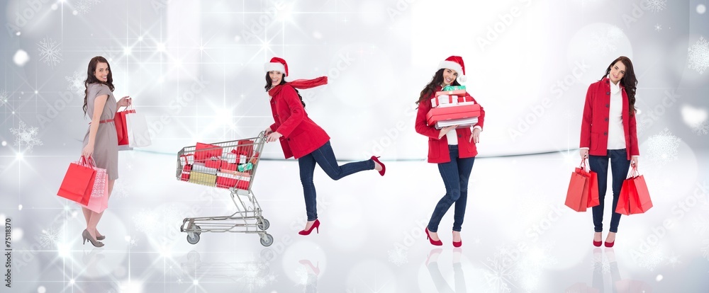 Poster composite image of different elegant brunettes