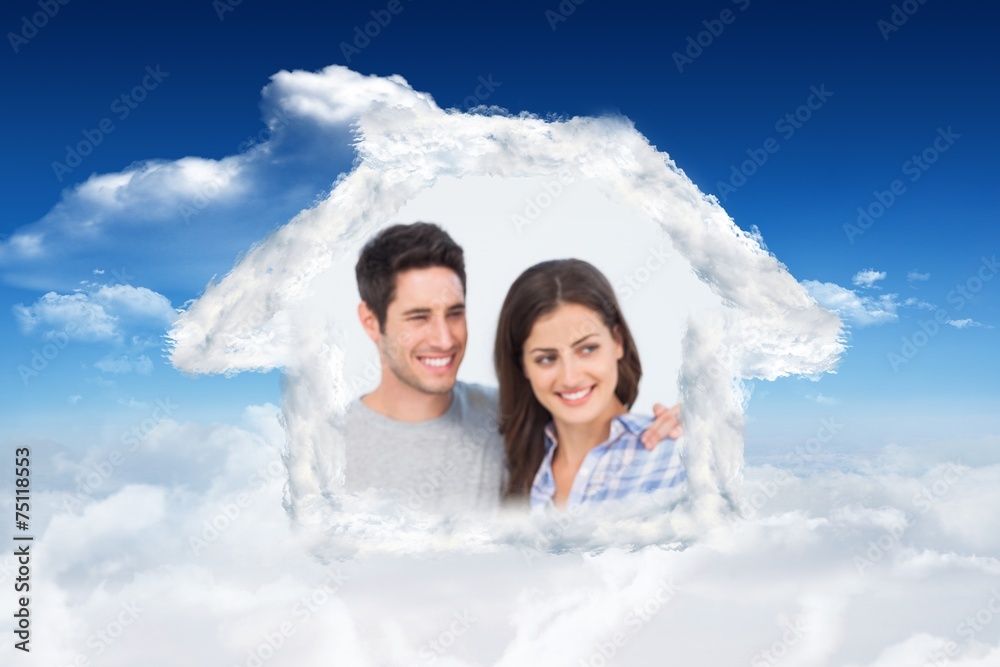 Poster composite image of woman being given a house key
