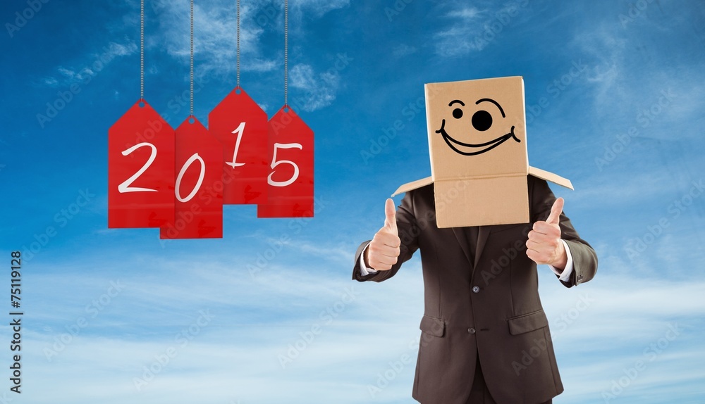 Poster composite image of anonymous businessman with thumbs up