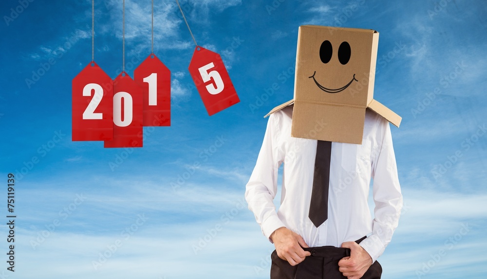 Poster composite image of anonymous businessman with hands in waistband