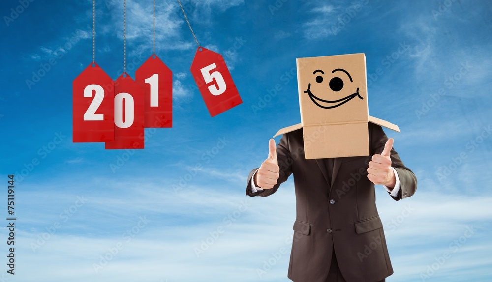 Poster composite image of anonymous businessman with thumbs up